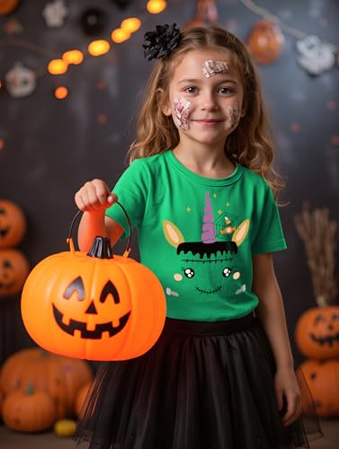 Image of Mrocioa Toddler Boy Girl Pumpkin Face Halloween T-Shirt Short Sleeve Tops | Fits 2 to 7T Kids,Soft Cotton,Cute Spooky Shirt for Trick or Treat Party,Candy Hunt,Halloween Night,October Outfit