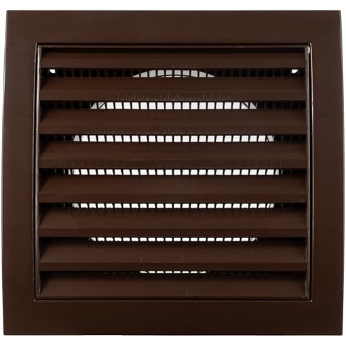 Vent Systems 100 mm / 4 pollici marrone plastica Vent Cover - durevole Louvered parete griglia di scarico con built-in Mesh Screen - Presa HVAC per bagno, cucina, garage, casa miglioramento - uso