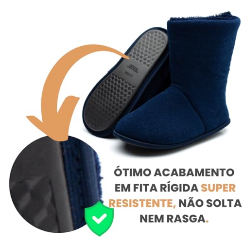 Pantufa Bota Polar Antiderrapante Super Quentinha Disponível do 27 até 46 (Azul Marinho, BR, Adulto,