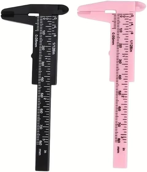 80 mm Mini Kumpas | 0.05 mm Hassasiyet | Plastik Ölçüm Aleti | Mini Verniyer Kumpas – Takı, El Sanatları, Elektronik ve Hobi Kullanımı İçin (Siyah & Pembe) (Pembe)
