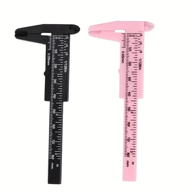 80 mm Mini Kumpas, 0.05 mm Hassasiyet, Plastik Ölçüm Aleti, Siyah & Pembe