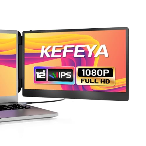 Kefeya S1 Mini Laptop Screen extender, 12” 1080P FHD IPS Portable Monitor for Laptop 13” - 17” with USB-C/HDMI port/USB-A port, Built-in Speaker & Kickstand, Plug & Play for Win/Android/Mac/Switch/PS5