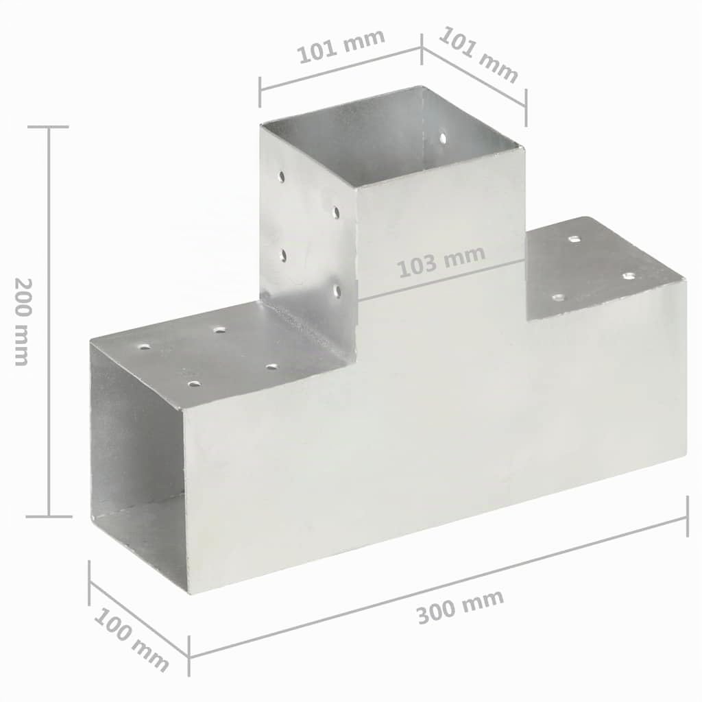 vidaXL 4X Conectores de Postes en T Soporte Jardín Patio al Aire Libre Estacas Exterior Valla Cerca Separador Metal Galvanizado 101x101mm