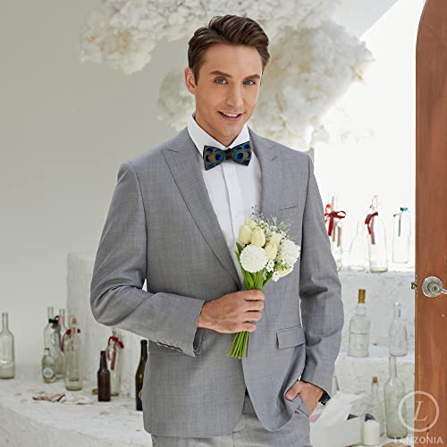 Image of Feather Bow Ties for Men Original Luxury Elegant Wedding Bow Tie Pre-Tied Handmade Mens Bowties for Tuxedo