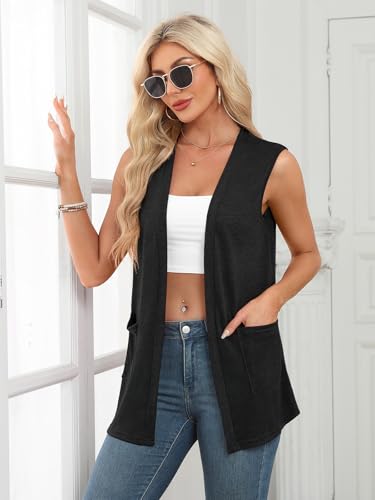 Summer Vest for Women Lightweight Fashion Casual Soft Knit Sleeveless Cardigan Curved Hem with Cozy Pockets (S-3XL)4