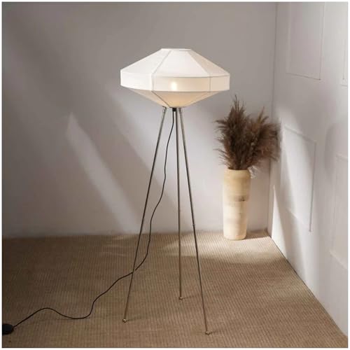 Image of FIG Living Space Rover Floor Lamp (Off White) | 130 cm Tall Standing Lamp | Handcrafted Lampshade with Knock Down Tripod Stand | Best for Home Decor, Living Room, Cafe & Restaurant | No Bulb