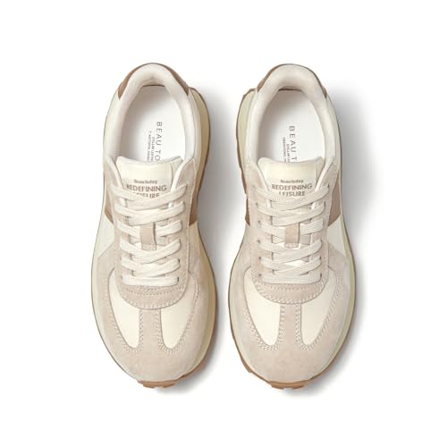 BEAU TODAY Fashion Sneakers for Women Genuine Leather Casual Tennis