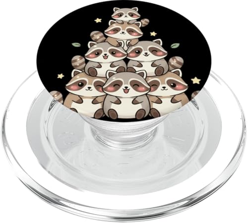 Kawaii Raccoon Pile Lindo Tanuki Chibi Pila Pastel Estética PopSockets PopGrip para MagSafe