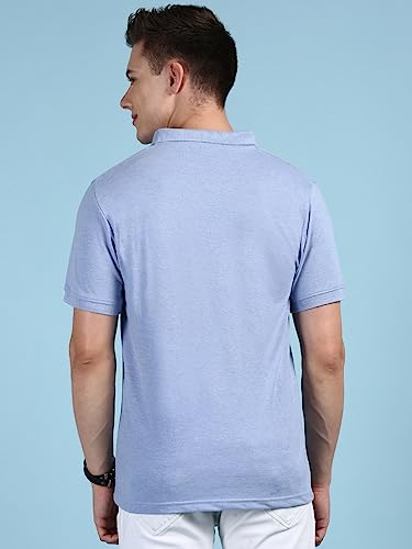 Image of Lux Cozi Men's Half Sleeve Soild Casual Regular Fit T-Shirt with Chest Pocket | Polo Tshirt for Men