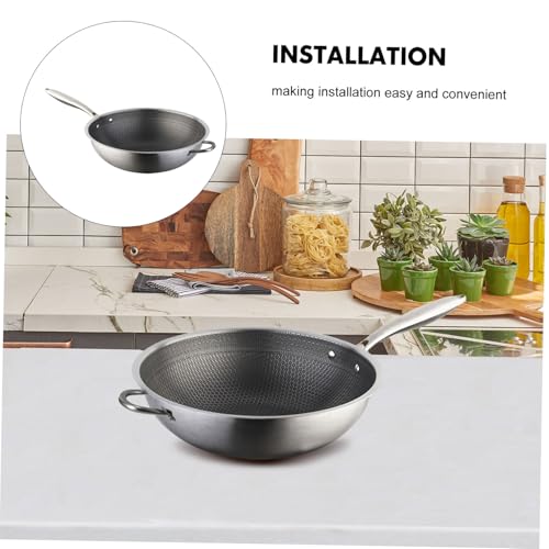 Wok de acero inoxidable con doble mango antiadherente miniatura 3