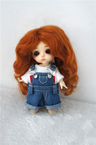 Doll Wigs Jusuns JD039 Baby Wave Curly Mohair BJD Doll Wigs Full Sizes Doll Accessories (Carrot, 3-4inch)