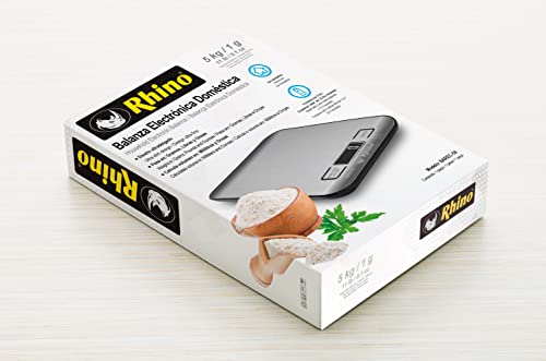 Balança Aço Inox de Cozinha 5 kg. / 1 g. Rhino BAREC-5X. Balança Digital Profissional
