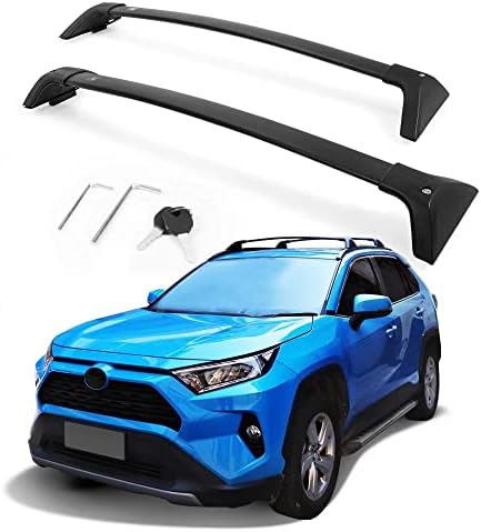 Autekcomma Roof Rack Cross Bars for Toyota RAV4 2019-2023 (Not Fit Models for Adventure/TRD Off-Road). Anti-Theft Lock Mechanism Black Matte Aluminum Anti-Corrosion crossbars