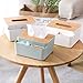 Multifunctional Tissue Box with Storage Organizer, Modern Tissue Holder with Bamboo Lid for Living Room, Bathroom, Office, Car Green