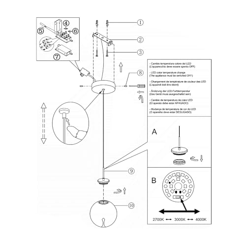 Suspension Ariel Fabas Luce avec LED 8W d'intensité variable et diffuseur transparent - 4