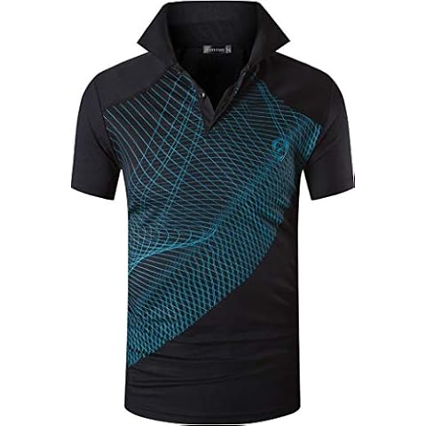 jeansian Men's Short Sleeve Polo T-Shirts Wicking Breathable Running Training Sports Tee Tops LSL244 Black M Cover