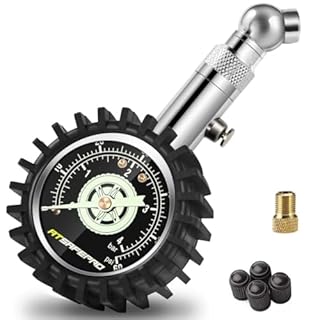 Manometro Pressione Gomme,ATsafepro Manometro pneumatici 4 bar 60psi certificato ANSI B40.1 preciso con ampio quadrante luminoso 2" Manometro meccanico professionale per moto, auto, camion