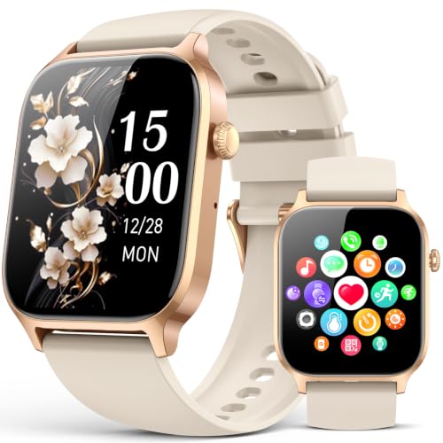 Image of Smart Watch for Men Women- Answer/Make Call, 2026 IP68 Waterproof Fitness Tracker Watch with Sleep Step Counter Activity Smartwatch for Samsung Android iPhone iOS (Champagne Gold, 1.83)