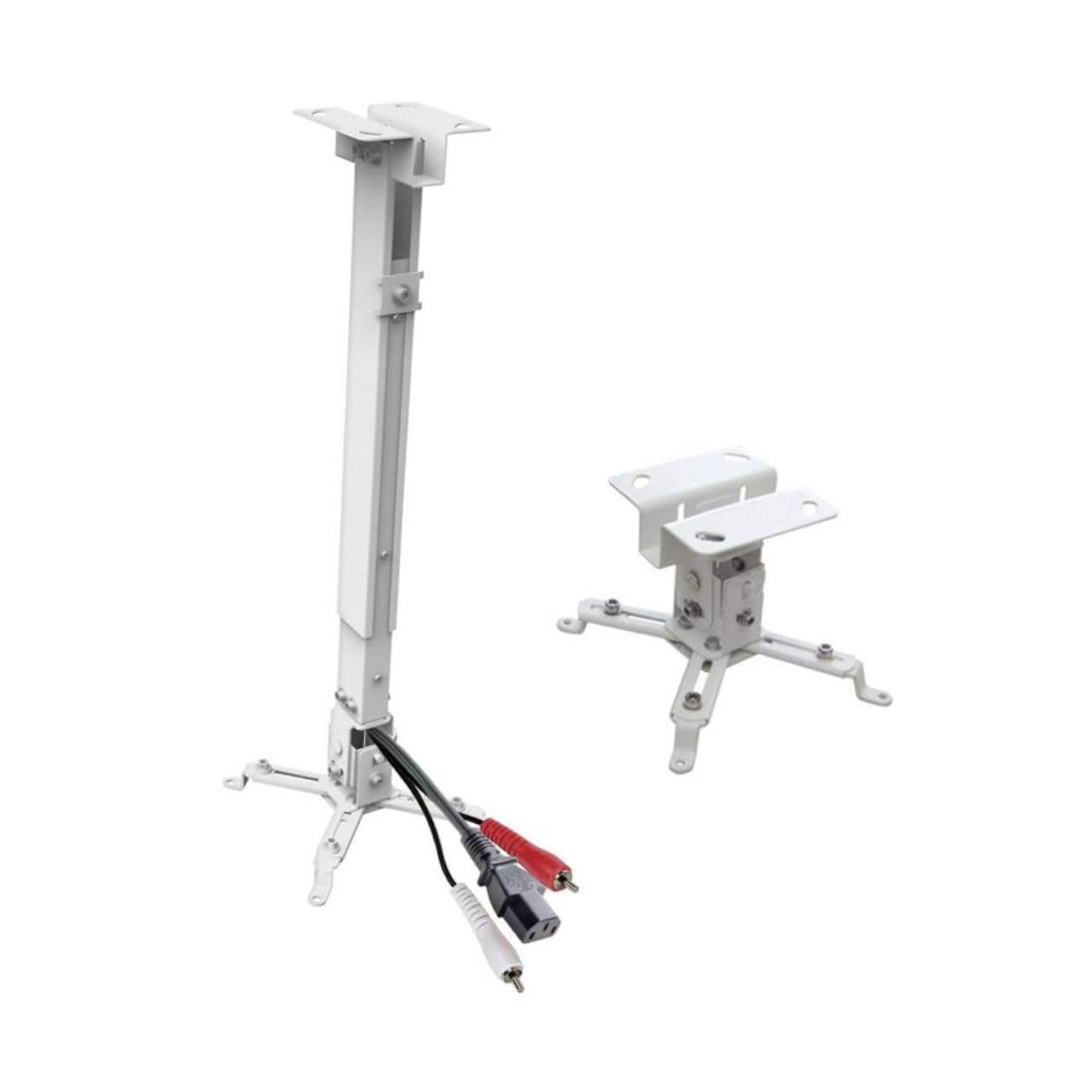 Supporto a Soffitto per Proiettore Regolabile 15kg in Ferro Bianco | Supporto da Soffitto per Proiettore, Canalina Regolabile, Piastra a Soffitto, 4 Bracci Snodati Doppi