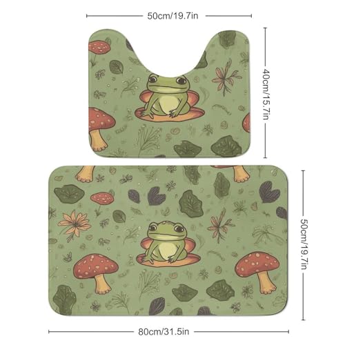 Tapis de bain grenouilles et champignons pour une sortie de douche douce