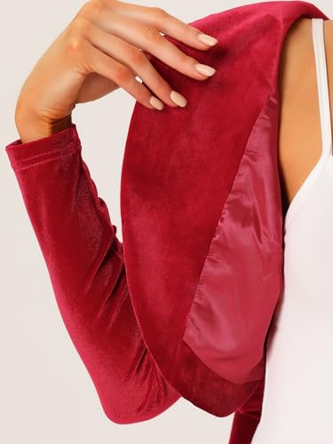 Image of Allegra K Long Sleeve Velvet Shrug Top for Women's Open Front Cocktail Party Cropped Bolero Cardigan