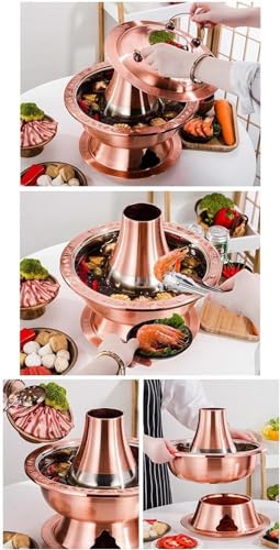 Olla caliente vintage de acero inoxidable con chimenea 30cm miniatura 4