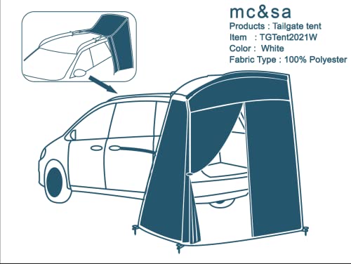 MC&SA tienda SUV para portón trasero, refugio de privacidad portátil impermeable blanca, para cambio, ducha, dormir, playa, ciclismo, natación, 4.9ft x 4.9ft x 7.5ft miniatura 3