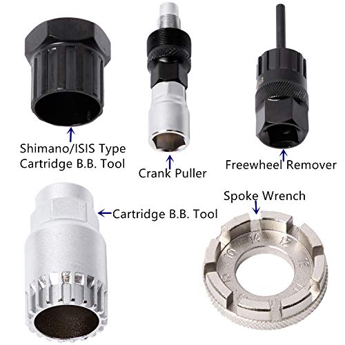 YBEKI Fahrrad Werkzeug Reparaturset - Fahrrad Reifen Werkzeug Set mit Minipumpe Fahrrad-Multifunktionswerkzeug, Kettenwerkzeug-Fahrrad-Freilaufentferner usw. 6 Monate Garantie - Image 6