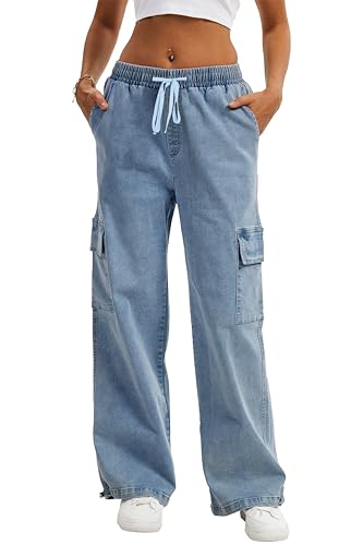 HVEPUO Womens High Waisted Cargo Pants for Streetwear