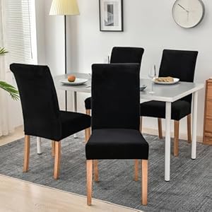 Smiryvelvetstretchchaircoversfordiningroomsetof4softfitremovablewashablekitchenparsonschairslipcoverprotectorblack  Urban Country Home Decor Smiry velvet stretch chair covers for dining room set of 4 soft fit removable washable kitchen parsons chair slipcover protector black  urban country home decor