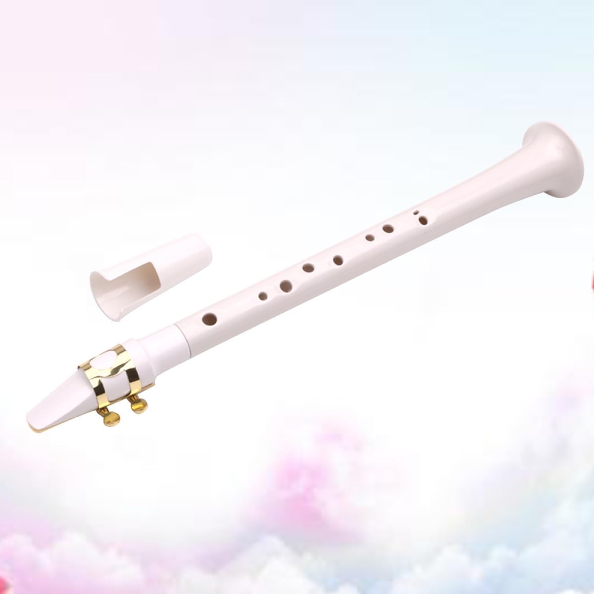 Toyvian 8-hole Portable Pocket Saxophone White Mini Saxophone Compact Woodwind Instrument for Beginners with Carrying Bag