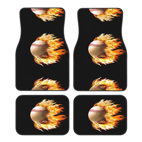 Tapis de voiture Fire Baseball jeu de 4 tapis de sol universels pour camion SUV et berline