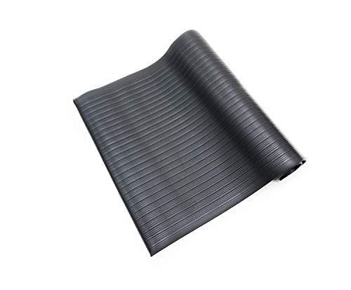 Bertech Anti Fatigue Floor Mat (Made in USA), 2 Feet Wide x 3 Feet Long x 5/8 Inches Thick, Ribbed Pattern Top, Black, Bevelled on All Four Sides, RoHS and REACH Compliant