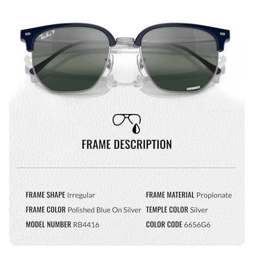 Image of Ray-Ban RB4416 NEW CLUBMASTER Square-Round Shaped Sunglasses for Men & Women with Official RAYBAN Eyewear Kit