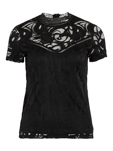 Vila Damen Vistasia S/S Lace - Noos Top, Schwarz, XL EU