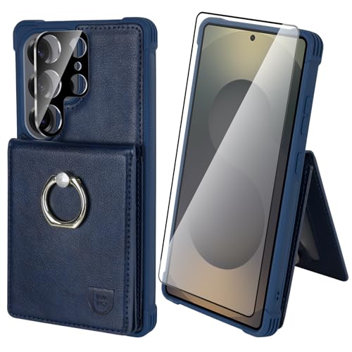 Coque Galaxy S25 Ultra avec anneau de maintien et fentes de rangement pour cartes bancaires