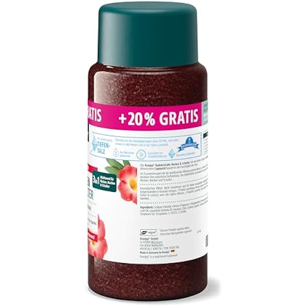 Кристаллы для ванн Kneipp для спины и плеч + 20% бесплатно - с драгоценным экстрактом когтя дьявола - успокаивающие, согревающие, расслабляющие - 720 г