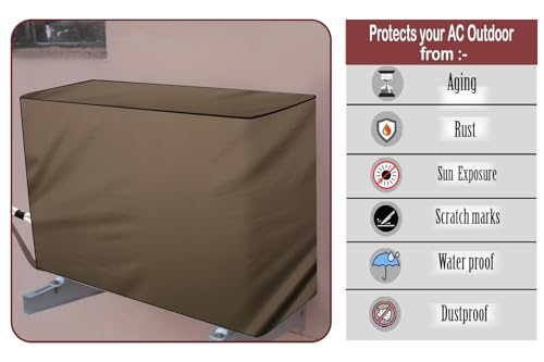 Image of AC Cover Outdoor Unit for 1 ton Brown Color, AC Cover Dimensions - Outdoor Unit DxWxH in CM 36x89x71
