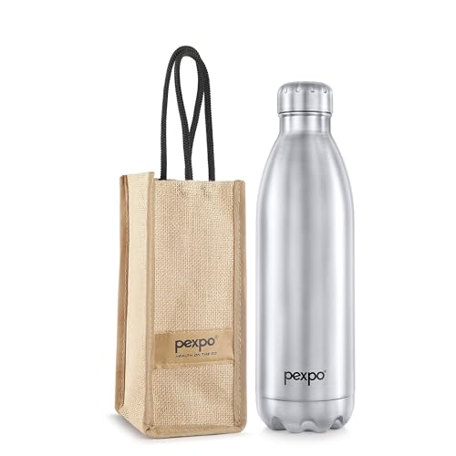 Image of Go24 pexpo Electro 1800 ISI Certified Hot & Cold Flask with Jute Bag |2 Year Warranty| Stainless Steel Water Bottle- 1750ml, Silver | Ideal for Travelling, Home, Picnic, Outing