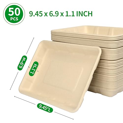 Bloomoon 50 Pack 9 X 7 Inch Deep Rectangle Paper Plates thumb #1