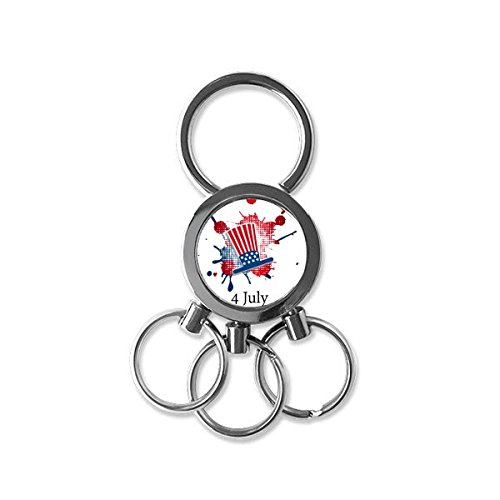 DIYthinker America 4 July Independent Day Sam Hat Pattern Metal Key Chain Ring Car Keychain Creative Trinket Keyring Novelty Item Best Charm Gift 7 x 2.8cm , 2.1cm Diameter for Image Multicolor