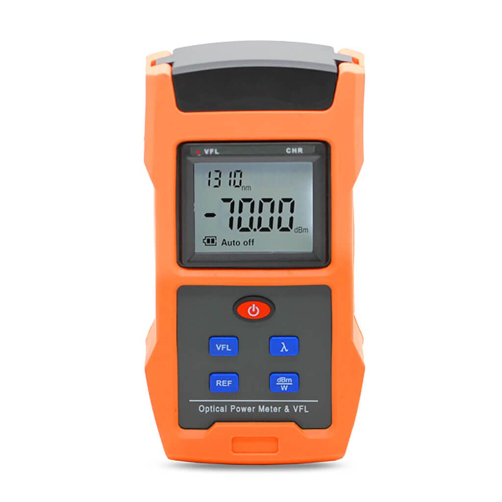 2 en 1 Medidor de Fibra Óptica Alimentado por Batería Recargable Medidor de Potencia Óptica -70~+10dBm con Localizador Visual de Fallas