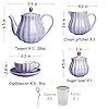 Porcelain Tea Sets British Royal Series, 8 OZ Cups& Saucer Service for 6, with Teapot Sugar Bowl Cream Pitcher Teaspoons and Tea Strainer for Tea/Coffee, Pukka Home (Milk Purple)