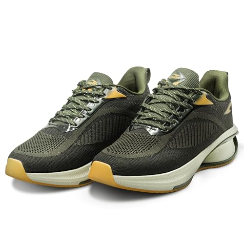 ASIAN Men POWERPLAY-01 Running and Casual wear Walking Shoes with Laces Olive Black,UK 10