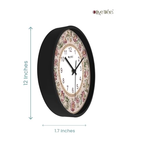 Image of Olive Tree Wall Clock 12 inch Decorative Plastic Wall Clock TIK-Tok Movement Classic Clock Battery Operated Round Easy to Read for Room /Home /Kitchen /Bedroom /Office /School - 9056