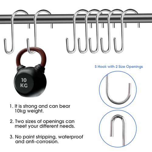 GOTRUST 22PCS S Haken Klein 6cm, Edelstahl Haken Zum Einhängen, Heavy Duty S-Haken, Hängehaken Metall Garten, Garderobe Haken, Küchenhaken für Küche, Bad, Schlafzimmer und Büro - Silber