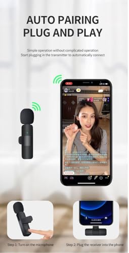 Image of K8 Wireless Lavalier Microphone, Bluetooth Collar Microphone for Type-C Android, Noise Canceling Mic for Vlogging, Clip-On for YouTube (K8 - Single)