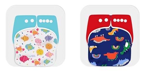 Image of Ambaby Organic Cotton Cloth Diapers - Pack of 4 | Leak-Proof & Reusable | 250ml Absorption | 2 Covers 2 Inserts 2 Boosters | Rash-Free Quick Dry