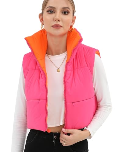Gilet rembourré pour femme léger et réversible veste sans manche zippée col montant