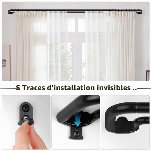 Tringle double occultante 19 mm enroulable pour noir complet - 5
